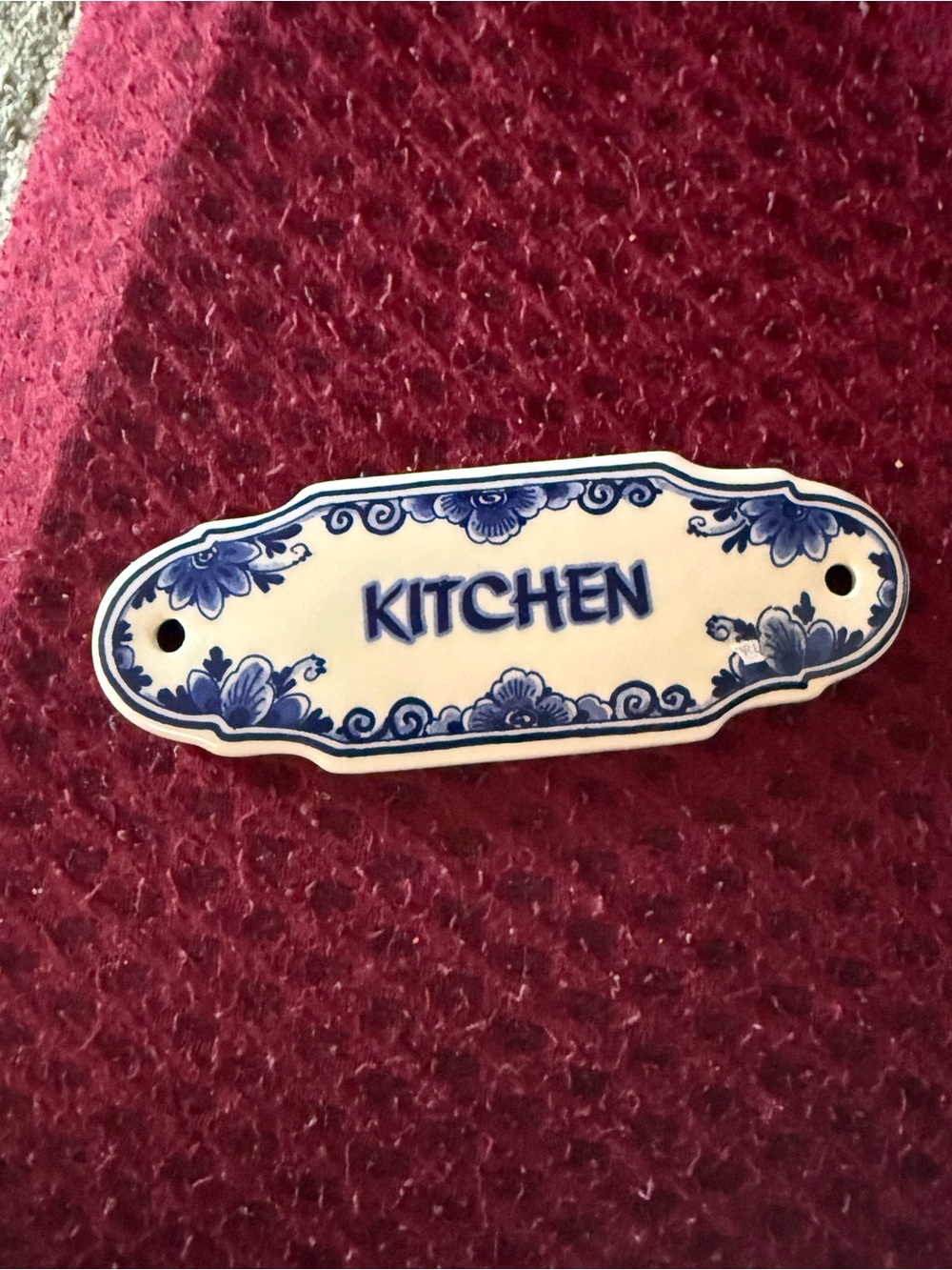 Blue and White 'Kitchen' Porcelain Sign - Decorative Wall Plaque